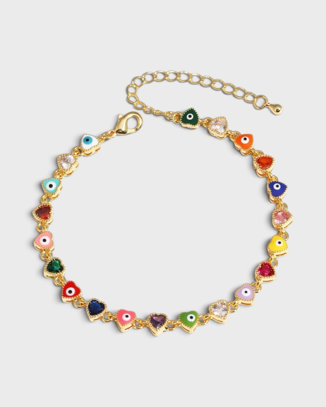 Herz-Zirkonia-Armband mit Nazar-Schutzauge – Bild 1