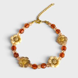 Herbstblumensonne – verstellbares Perlenarmband mit Edelstahlverschluss - Thumbnail Image 1