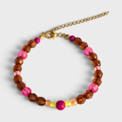 Pinkes Herbstglühen – verstellbares Perlenarmband - Thumbnail Image 1