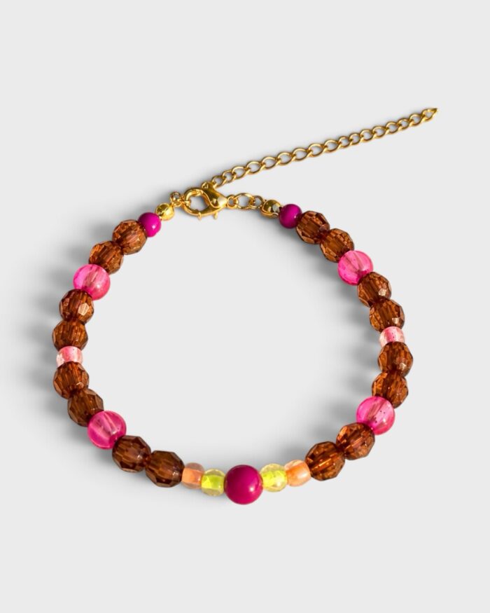 Pinkes Herbstglühen – verstellbares Perlenarmband