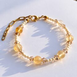 Freude, Glück & Leichtigkeit pur – Perlenarmband mit Citrin-Naturstein - Thumbnail Image 1